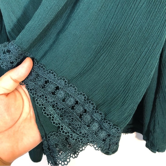 Valerie Stevens Emerald Green Cold Shoulder Peasant Blouse - Picture 8 of 12